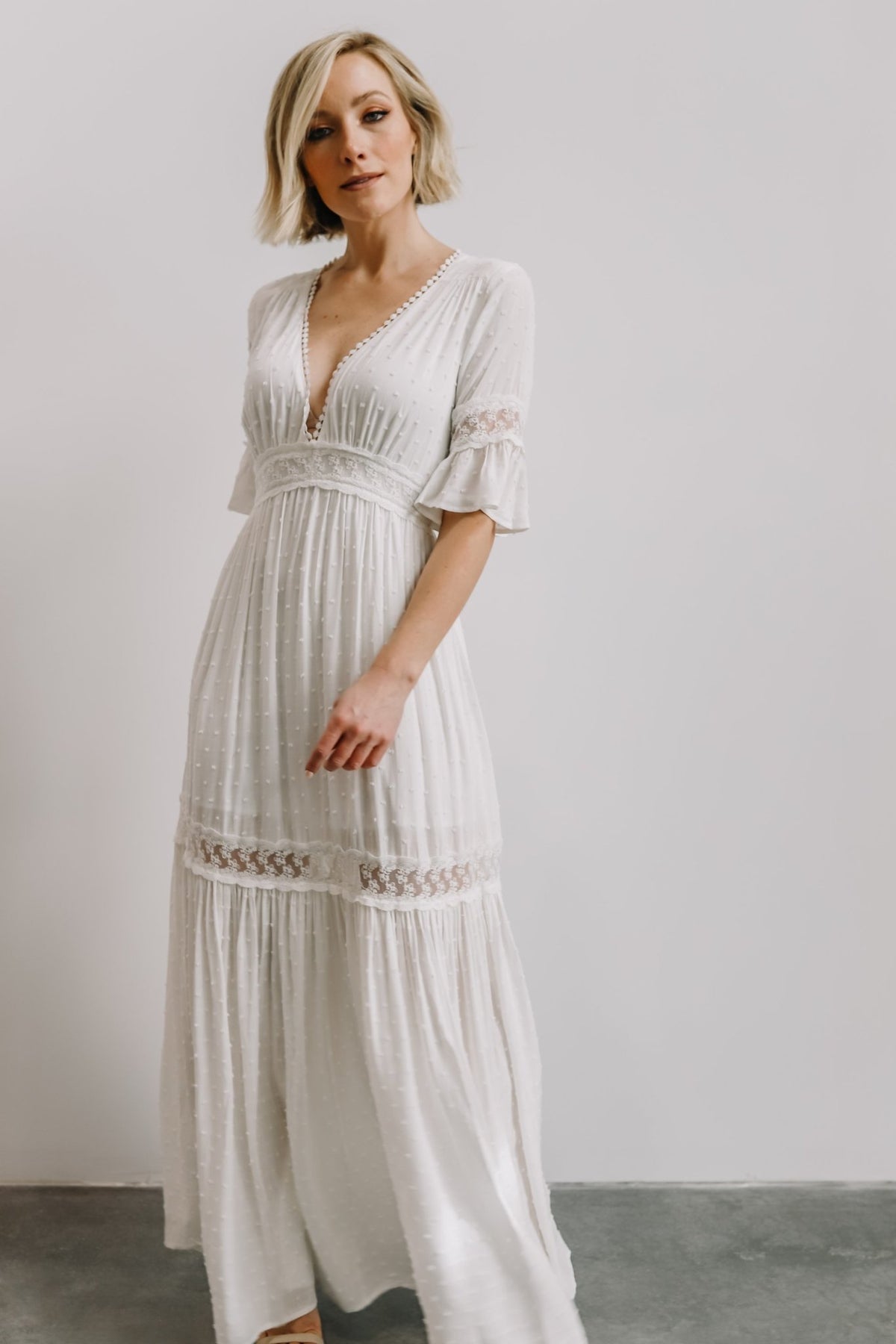 Rayne Deep V Maxi Dress | White ...